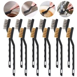 12 PCS Wire Brush Set Multipurpose Detailing Cleaning Tool Accessories Wire Curved Handle Masonry Brush Wire Bristle for Clean
