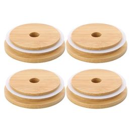 Bamboo Mason Jars Lids 70mm 88mm Wide Mouth Mason Jars with Drinking Straw Hole Mason Jars Lid1259669