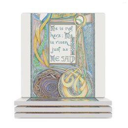 Table Mats He Is Not Here Ceramic Coasters (Square) For Coffee Cups Flower Tea