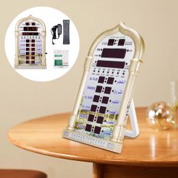 Digital Azan Mosque Prayer Clock Islamic Mosque Azan Calendar Muslim Prayer Wall Clock Alarm Ramadan Home Decor + Remote Control