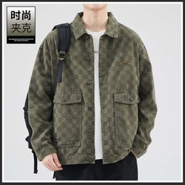 Designer Men's Jackets Checkered Jacket Spring and Autumn New Mens Trend Versatile Loose Sleeved Jacket Fashionable and Trendy Mens Top