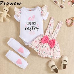 Clothing Sets Prowow 3-18M My First Easter Baby Outfits Girls Letter Romper Tassel Bodysuit Dress Knee Pads 3pcs Clothes