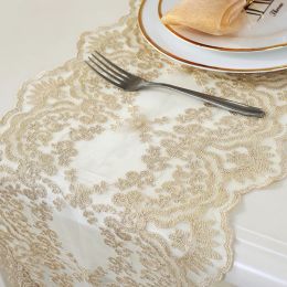 High Quality Proud Rose Luxury Lace Table Runner Tablecloth TV Cabinet Cover Cloth Embroidered Coffee Table Flag Wedding Decor