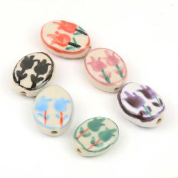 16x20mm Hand Painted Flower Ceramic Beads Tulip Porcelain DIY Accessories For Jewellery Making Earring Bracelet Necklace