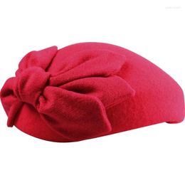 Berets Arrival Fedoras Hat Lady Autumn Winter England Retro Wool Banquet Dress Cap Girl Party Year Gift