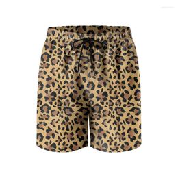 Men's Shorts Fashion Leopard 3D Print Beach Men Summer Swim Trunks Casual Quick Dry Surf Board Personality Street Short Pants