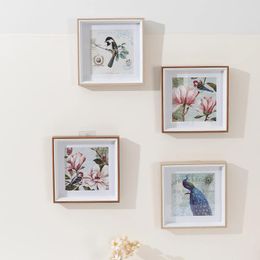 Frames American Square Wood Three-dimensional Hollow Picture Frame Flower Wall Hanging Table With Pos