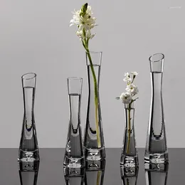 Vases Aquatic Glass Vase Inset Niche Nordic Style Transparent Decoration Living Room Flower Arrangement Mini Slim Mouth