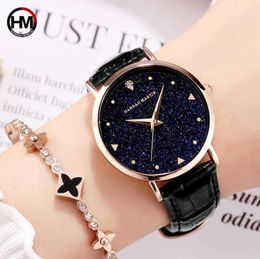 Top Luxury brand Japanese original imported movement quartz watch ladies waterproof leather flash Star Dial woman watch Clock 21059208461