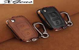 Leather Car Key Case Remote Key Cover For VW Amarok Polo Golf MK4 Bora Jetta Altea Alhambra Fob Key9247126
