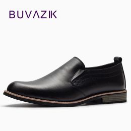 Boots Buvazik Brand Leather Concise Men Business Dress Pointy Black Shoes Breathable Formal Wedding Basic Shoes Men