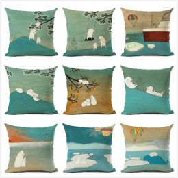 Pillow Cute Cartoon Printing Cover Cotton Linen Decorative Pillowcase Party Home Sofa Case