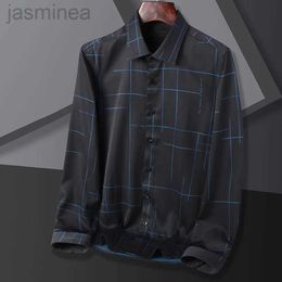 Men's Casual Shirts Fashion Plaid Shirts for Men 2023 New Smart Casual Long Sleeve Slim Shirt Clothes Turn-Down Collar Oversized Mens Shirts 2449