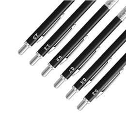 Smooth Writing Metal Black Mechanical Pencil with Lead Sizes 0.3 0.5 0.7 0.9 1.3 2.0mm Perfect for Sketching and Painting Supply