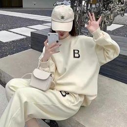 Women's Two Piece Pants 2024 Spring Loose Tracksuits Daily Casual Young Free Simple Round Neck Full Sleeve Long Women 2 Set