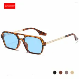 Sunglasses KLASSNUM For Men Women Brand Design Sun Glasses Retro Double Bridges Square Frame Colour Lens Anti UV400 Shades In