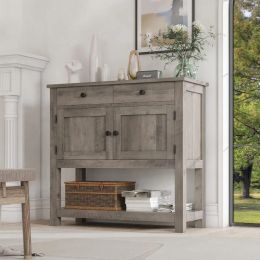 Farmhouse Console Table with 2-Door Cabinet & 2 Drawers, Coffee Bar, Entryway Storage Shelf, Sofa Tables Buffet Sideboard