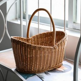 Woven Storage Basket Container Fruit Sundries Organiser Eggs Vegetables Basket Holder Reusable Easy to Wash Kitchen Tool