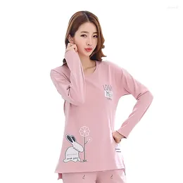 Home Clothing Autumn Cotton Warm Long Sleeve Women Pyjamas Set Round Neck Leisure Soft Big Size M-XXL Female Homewear Nightwear For Winter