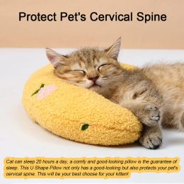 Soft Cat Pillow Bed Protect Cervical Spine U Shape Pillow for Cats House Bed Comfortable Accessories for Kitten Pet Products