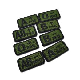 Full Embroidery Blood Types Patch Army Green Human Blood Group Strip Badges Hook Loop A AB O B+POS Cloth Stickers Multi Patterns