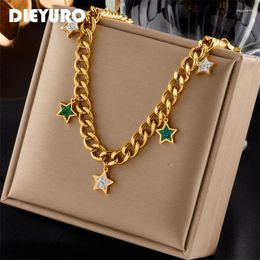 Pendant Necklaces DIEYURO 316L Stainless Steel Star Necklace For Women Rustproof Punk Hip Hop Rough Chain Girl Party Jewellery Gift