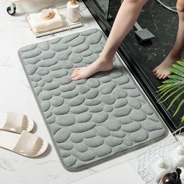 Bath Mats Household Bathroom Mat Memory Foam Cobblestone Embossed Carpet Living Room Non-Slip Absorbent Rug Shower Doormat