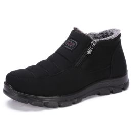 Boots 2020 Men Boots Zipper Winter Shoes for Men Furry Snow Boots Waterproof Mans Footwear Cotton Fabric Male Ankle Shoes Plus Size