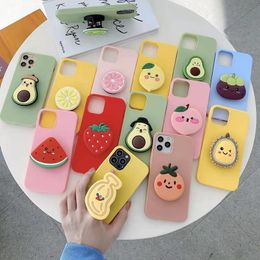 Cute Strawberry Finger Ring Stand Holder Case for Samsung Galaxy S6 S7 Edge S8 S9 S10 S20 S21 FE S22 S23 Ultra Fruit TPU Cover