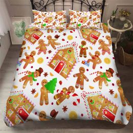 Santa Claus Printed Duvet Cover with Pillow Cover Bedding Set Single Double Twin Full Queen King Size Bedroom Christmas Decor