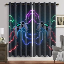 Cool Boy Gift Anime Game Controller Children's Room Bedroom Living Room Theme Video Game Player Bay Window Floor Curtain