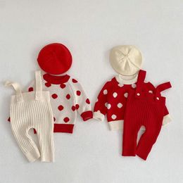 Clothing Sets Spring Born Romper Set Baby Girls Knitted Sweater Infant Kids Wearing Long Sleeve