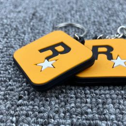 3D GTA R Star KeyChain Motorcycle Car Motorbike Rubber Soft Key Chain Key Ring Keyfob Game GTA Auto rubber keychain accessories