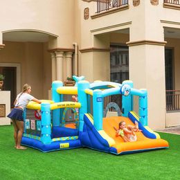 Jumping Castle For Kids Outdoor Bouncer Jumper Inflatable Bounce House with Slide Dolphin Playhouse Moonwalk Trampoline Indoor Play Fun Toys Birthday Party Gift