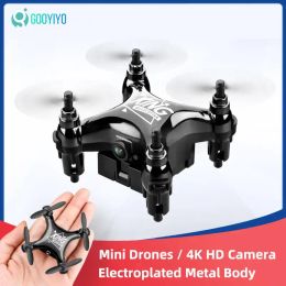 Drones GOOYIYO Mini Camera Drones Electroplated Metal Body Remote Control Helicoper Wifi FPV Pocket Drone Kids Boy Gift Toy