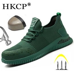 Boots New Fashion Men Work Sneakers Socks Shoes Light Steel Toe Antismash Safety Shoes Men Punctureproof Indestructible Shoes Male