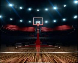 Customized large wallpaper beautiful basketball court 3D design background wall painting papel de parede