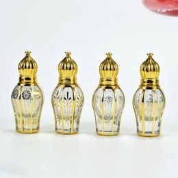 Storage Bottles Mini Roller Perfume Bottle 10ml Gold Plating Empty Refillable Essential Oil Container Travel Glass Roll On