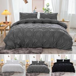 Bedding Sets Luxury Set Solid Colour Soft Comfortable Wave Wrinkle Quilt Cover With Pillowcase Household 2/3 Double