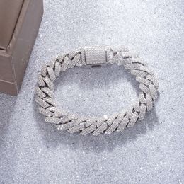 8 pollici di bracciali coppie di gemme di gemma Braccialetti S Sier Moissanite Cuban Chain