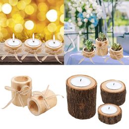 Candle Holders 1Pc Wooden Crafts Candlestick Hollow Stake Holder Succulent Plants Flower Pot Rustic Wedding Home Decor Supply