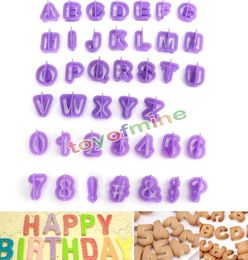 Cake Tools Whole 40pcs purple Alphabet Number Letter Fondant Decorating Set Icing Cutter Mold or cookie Factory expert 4837551
