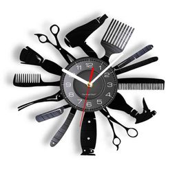 Hairdressing Tools Colour Changing Wall Light Clock Hair Salon Barber Shop Decor Contemporary Watch Gift For Hairdressers 2110278412111