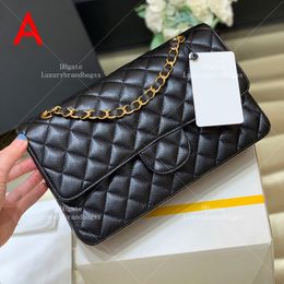 Omuz Çantası Tasarımcı Kadın Çapraz Bag Caviar Flep Bag 10A Orijinal 25cm el çantasının aynası kutu C001A