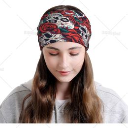 Skull Red FlowerS Beanie Hat Baggy Slouchy Skull Chemo Beanies Cap Stretch Scarf Head Wrap Hip Hop Hats for Men Women