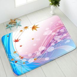 Bath Mats Colour Flowers Non-Slip Bathroom Mat Floral Green Leaves Plants Bedroom Kitchen Doormat Absorbent Carpet Washable Welcome