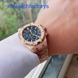 AP Diving Wrist Watch Royal Oak Series 26715OR Blue Disc 18K Rose Gold Business Automatic Mechanical Male Female Unisex Watch with Date and Timing Function