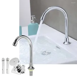 Bathroom Sink Faucets G1/2in Copper Floor Mounted Touchless Foot Pedal Basin Faucet Laboratory Single Cold Water Tap