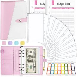 A6 Budget Binder Cash Envelopes Organiser With Zipper Pockets Budget Sheets For Money Saving And Self-adhesive Labels