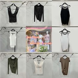 Vintage Tight Slim Fit Thin Vest Tops Solid Colour Black White Army Green Spring And Summer Side Line Women's Curved Cut Solid Colour I-shaped Camisole Vest FZ2404093